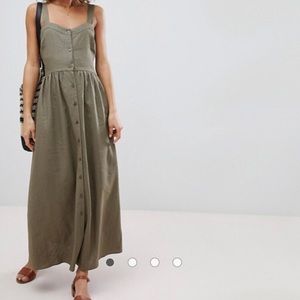 ASOS Petite Button Through Linen Maxi Dress